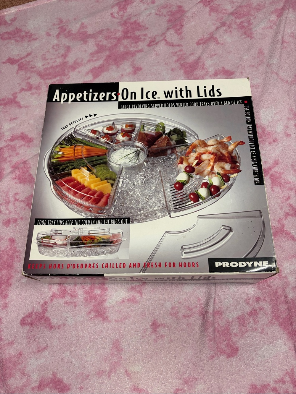 Prodyne Appetizers On Ice Revolving Serving Tray w/ Lids 3 Compartments